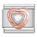 Charm Corazón Brillo (Blanco, Oro Rosa)