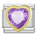 Charm Corazon Brillo Morado (Borde Dorado)
