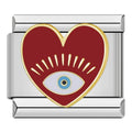 Charm Ojo Corazón Rojo (Plateado)