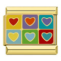 Charm Cœurs Multicolores (Doré)