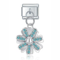 Charm Flor Azul (Colgante, Plateado)