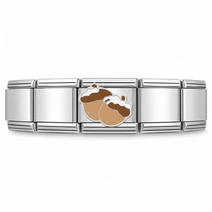 Charm Bellotas con Nieve en pulsera italiana de eslabones
