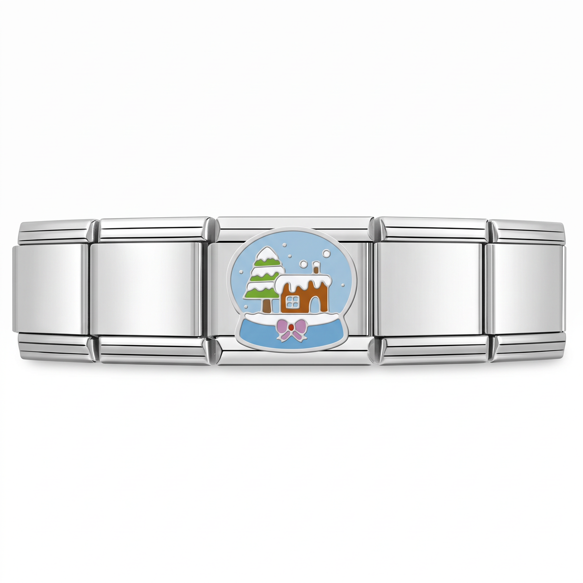 Charm Globo de Nieve (Casita) en pulsera italiana de eslabones