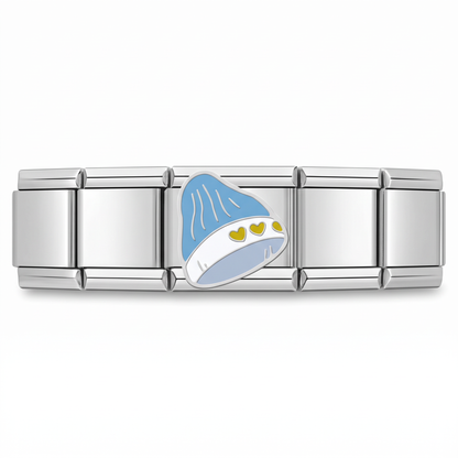 Charm Gorro de Invierno (Azul) en pulsera italiana de eslabones