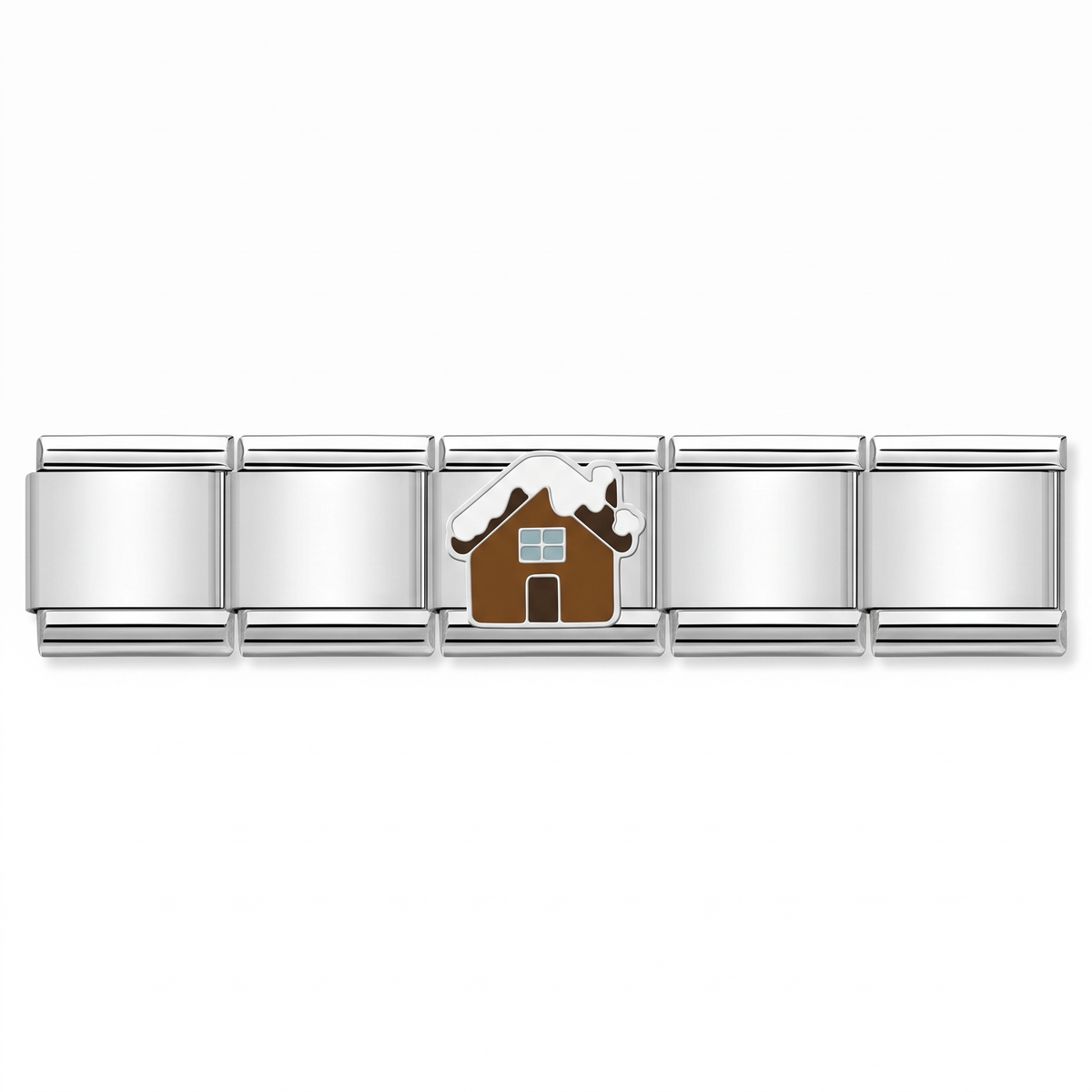 Charm Casita con Nieve en pulsera italiana de eslabones