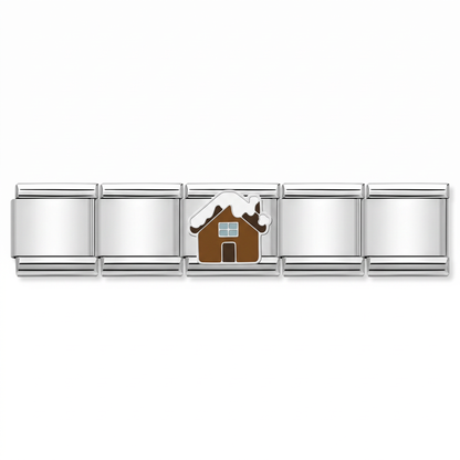 Charm Casita con Nieve en pulsera italiana de eslabones