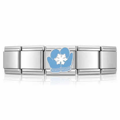 Charm Guantes de Invierno (Copo de Nieve) en pulsera italiana de eslabones