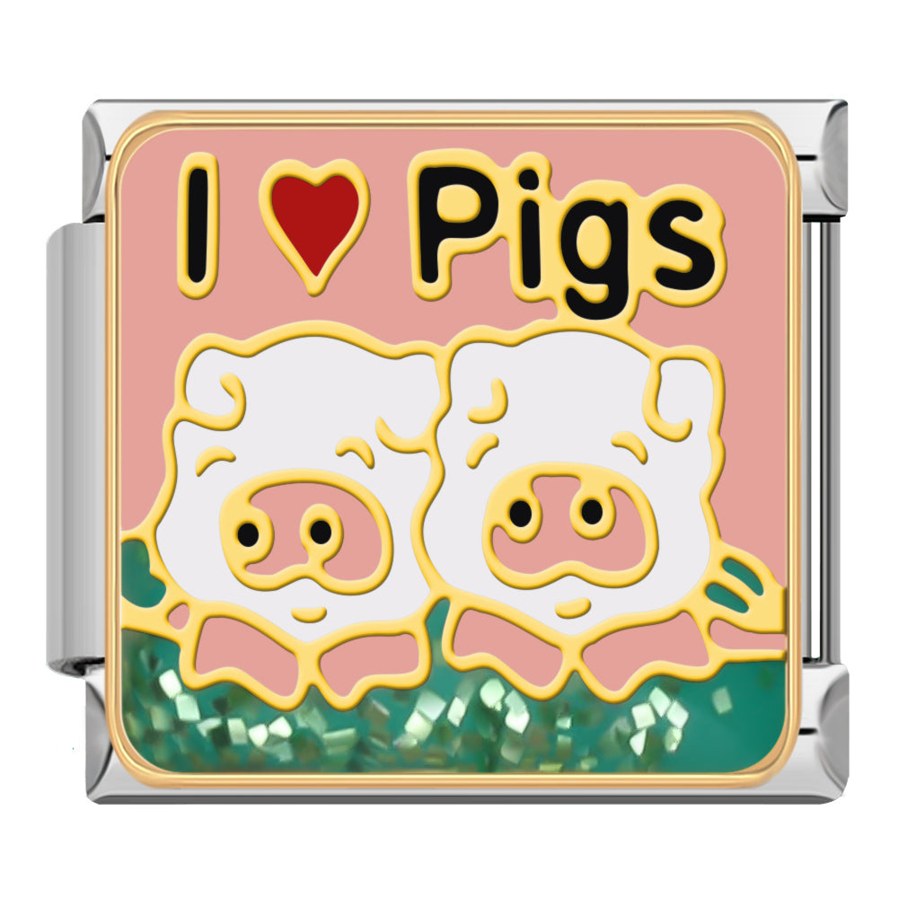Charm I Love Pigs (Cerditos) - Italian Charms