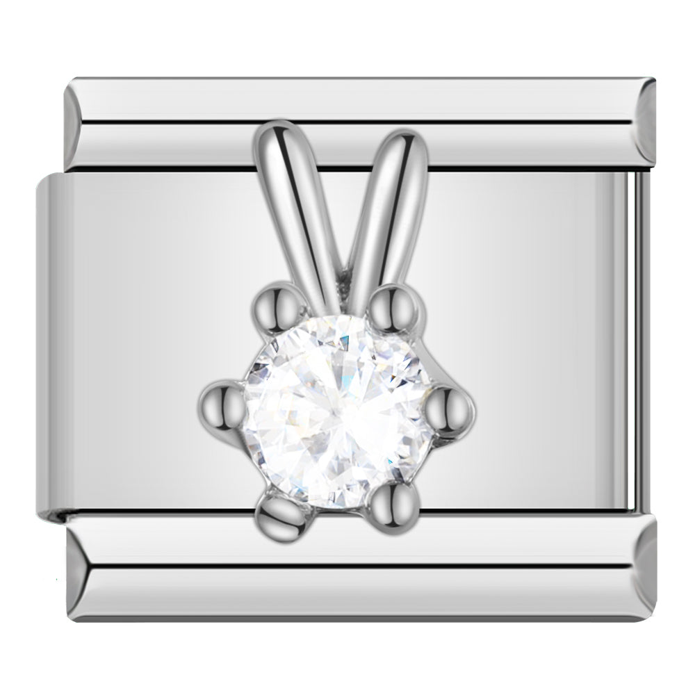 Charm Conejito de Cristal (Plateado) - Italian Charms