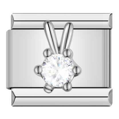 Charm Conejito de Cristal (Plateado) - Italian Charms