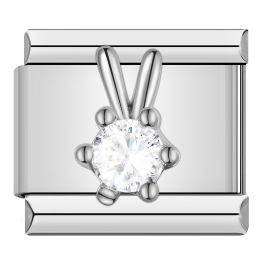 Charm Conejito de Cristal (Plateado) - Italian Charms
