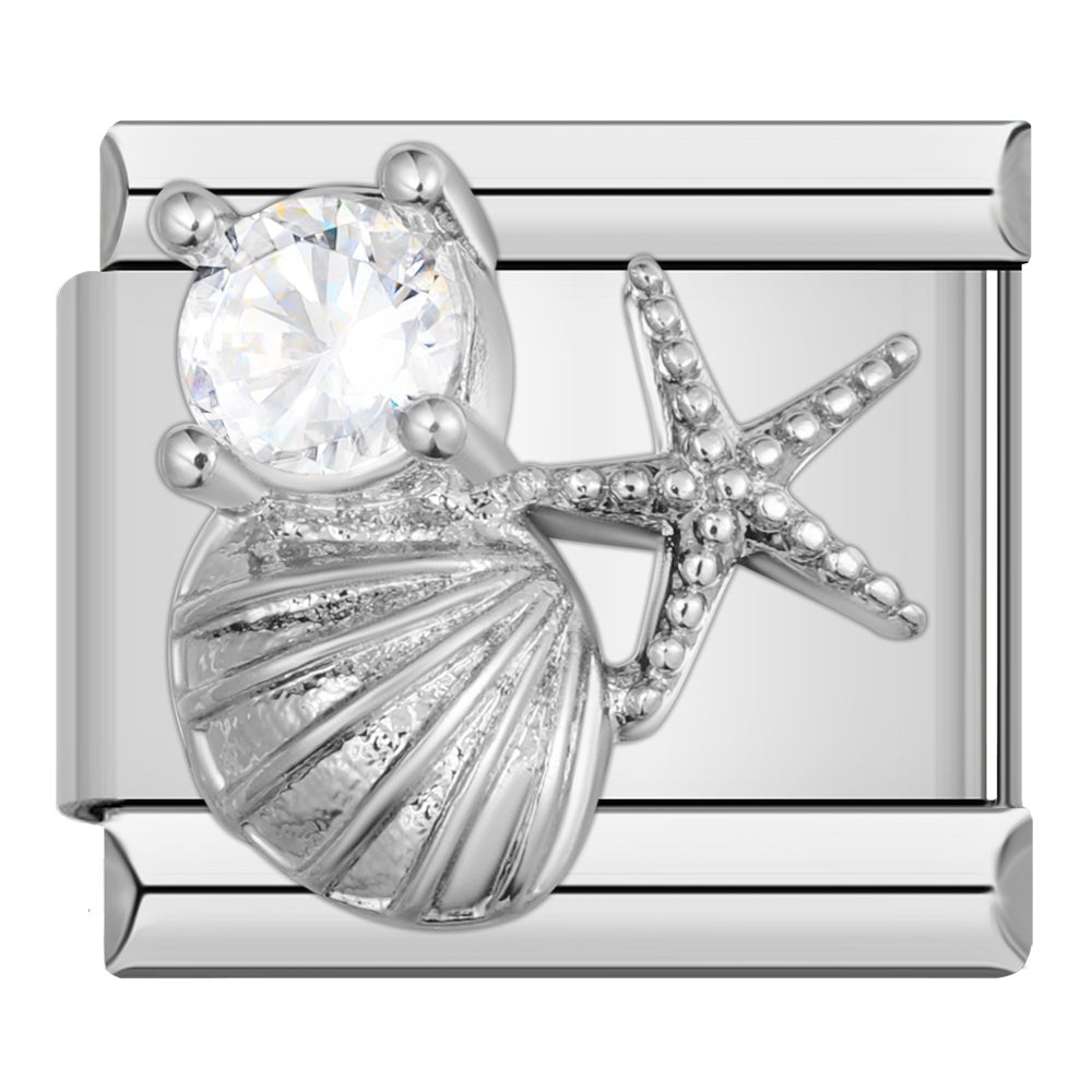 Charm Concha y Estrella de Mar (Plateado) - Italian Charms