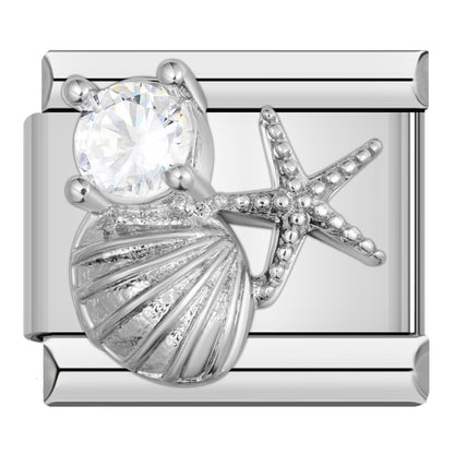 Charm Concha y Estrella de Mar (Plateado) - Italian Charms
