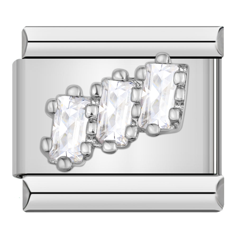 Charm Tres Cristales (Plateado) - Italian Charms