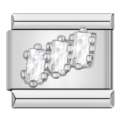 Charm Tres Cristales (Plateado) - Italian Charms