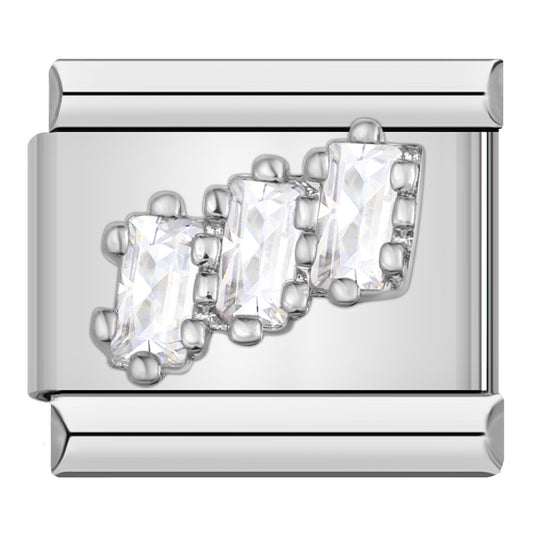 Charm Tres Cristales (Plateado) - Italian Charms