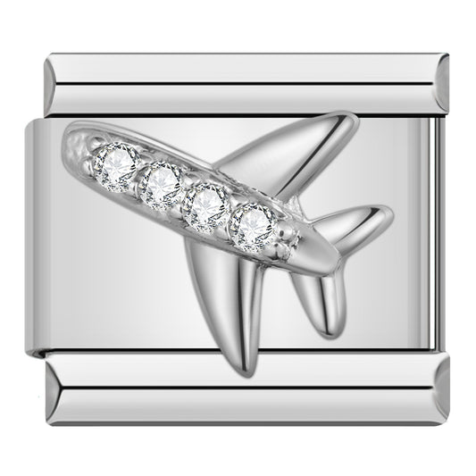 Charm Avión Brillante (Plateado) - Italian Charms