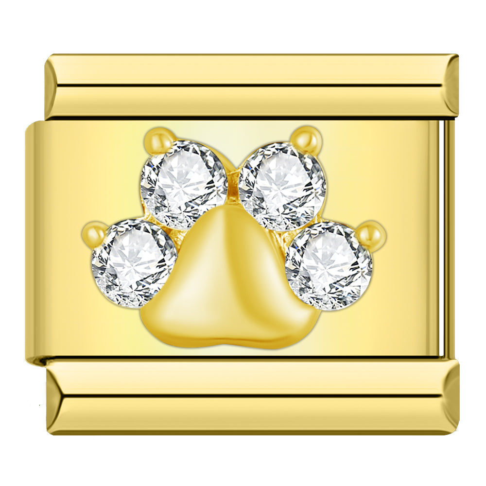 Charm Huella Dorada con Brillos - Italian Charms