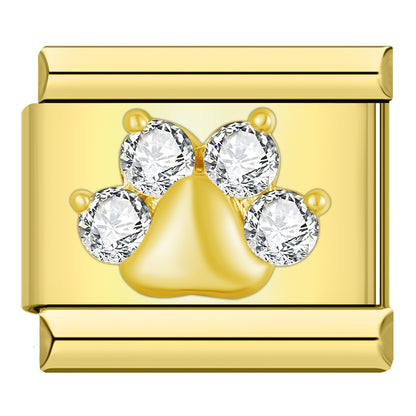 Charm Huella Dorada con Brillos - Italian Charms