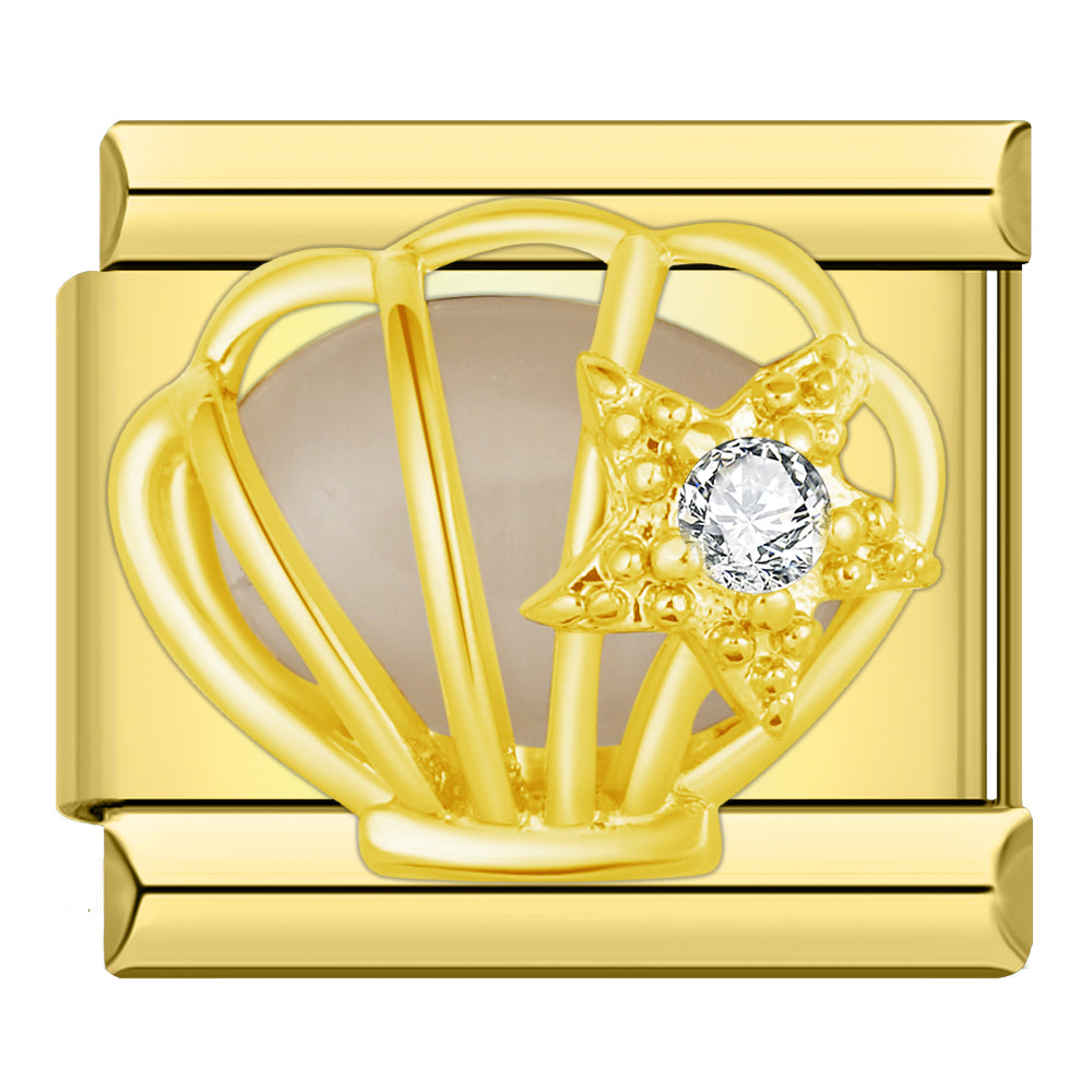Charm Concha con Estrella (Dorado) - Italian Charms