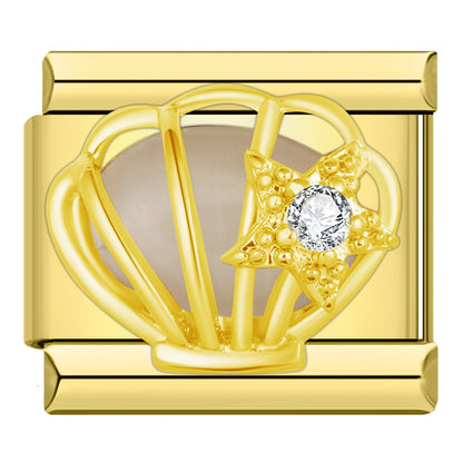 Charm Concha con Estrella (Dorado) - Italian Charms
