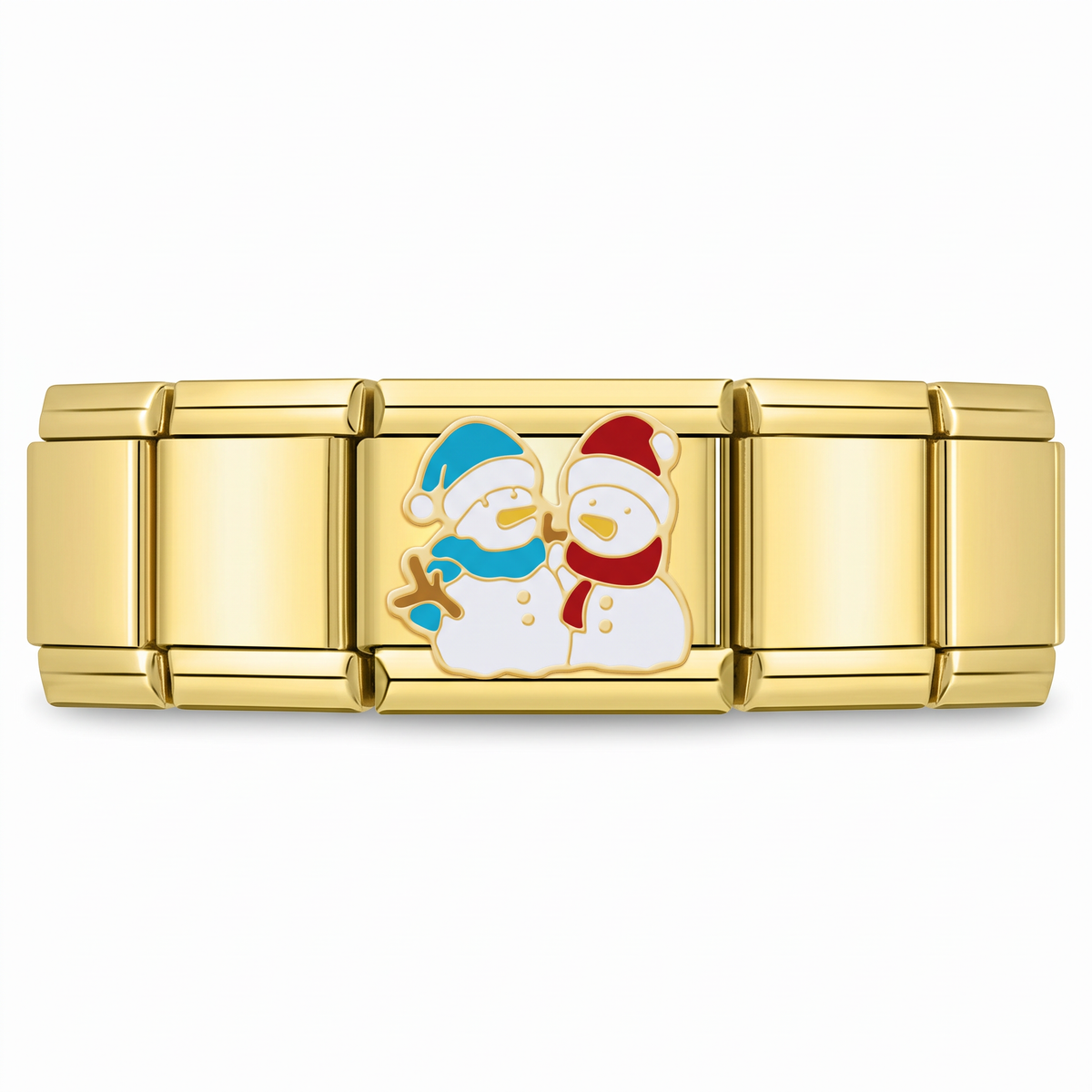 Charm Muñecos de Nieve (Pareja) en pulsera italiana de eslabones