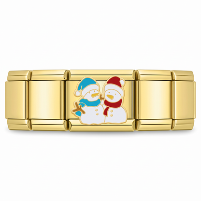 Charm Muñecos de Nieve (Pareja) en pulsera italiana de eslabones