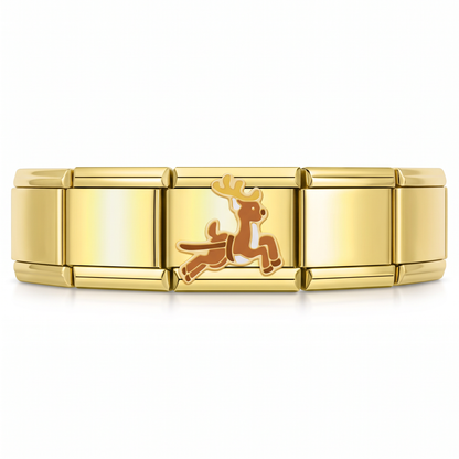 Charm Reno Navideño en pulsera italiana de eslabones