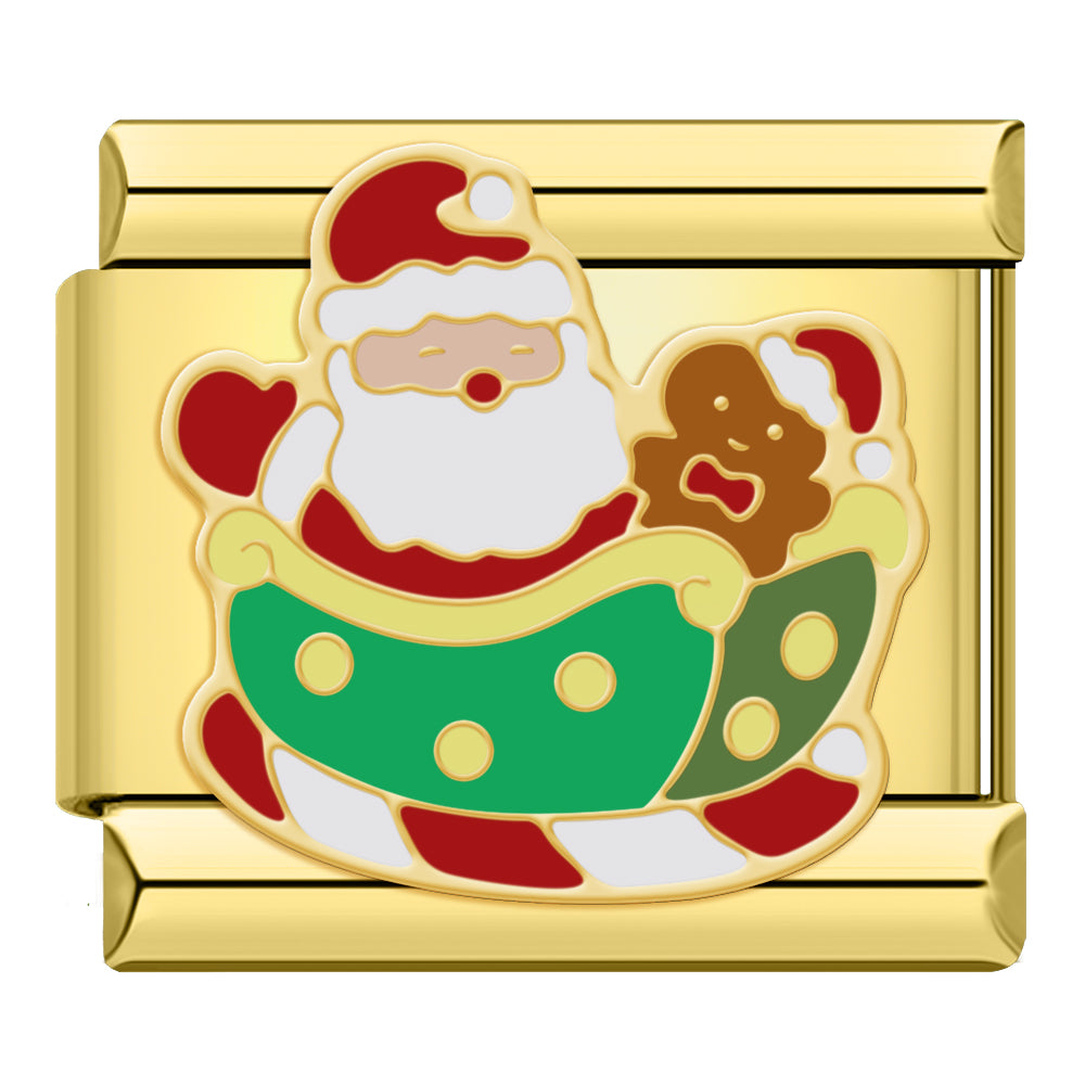 Charm Santa Claus con Costal Verde - Italian Charms