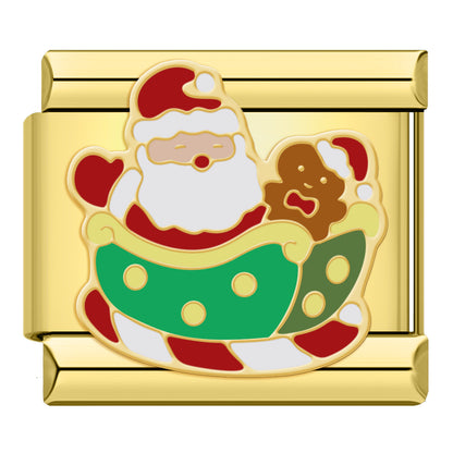 Charm Santa Claus con Costal Verde - Italian Charms