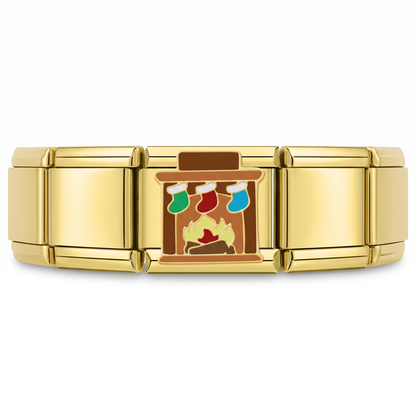 Charm Chimenea con Calcetas en pulsera italiana de eslabones