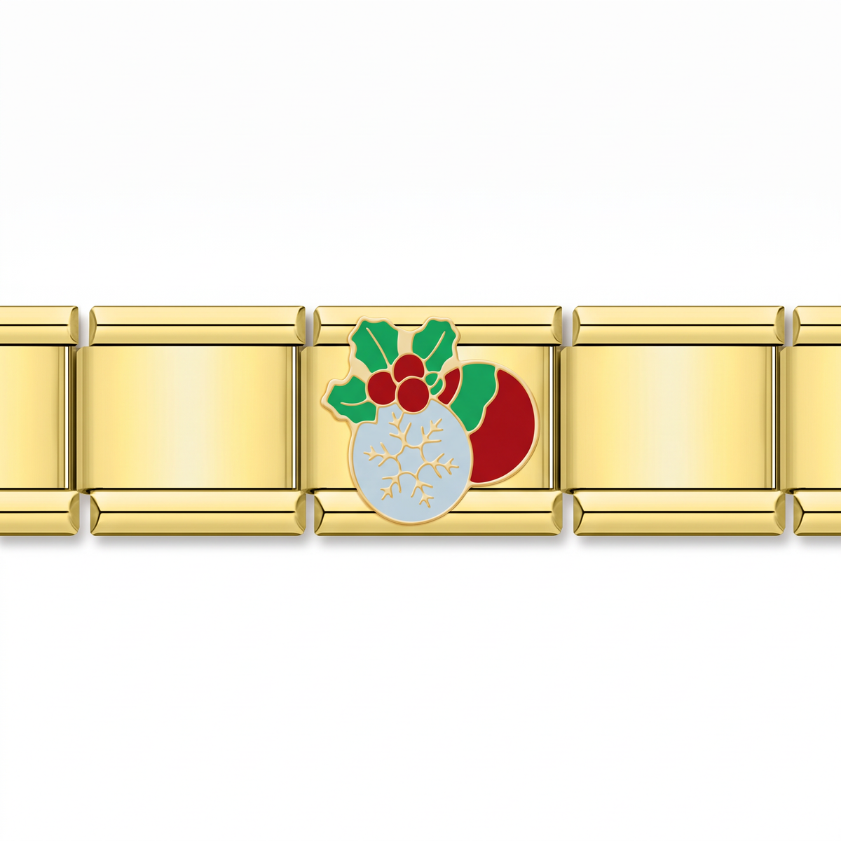 Charm Esferas Navideñas con Acebo en pulsera italiana de eslabones