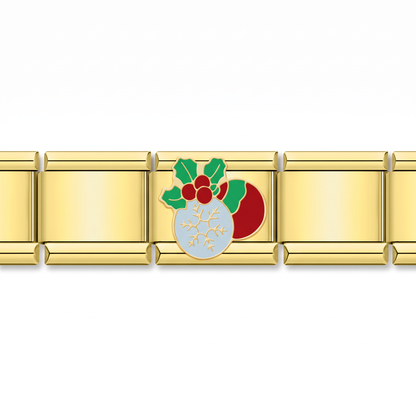 Charm Esferas Navideñas con Acebo en pulsera italiana de eslabones