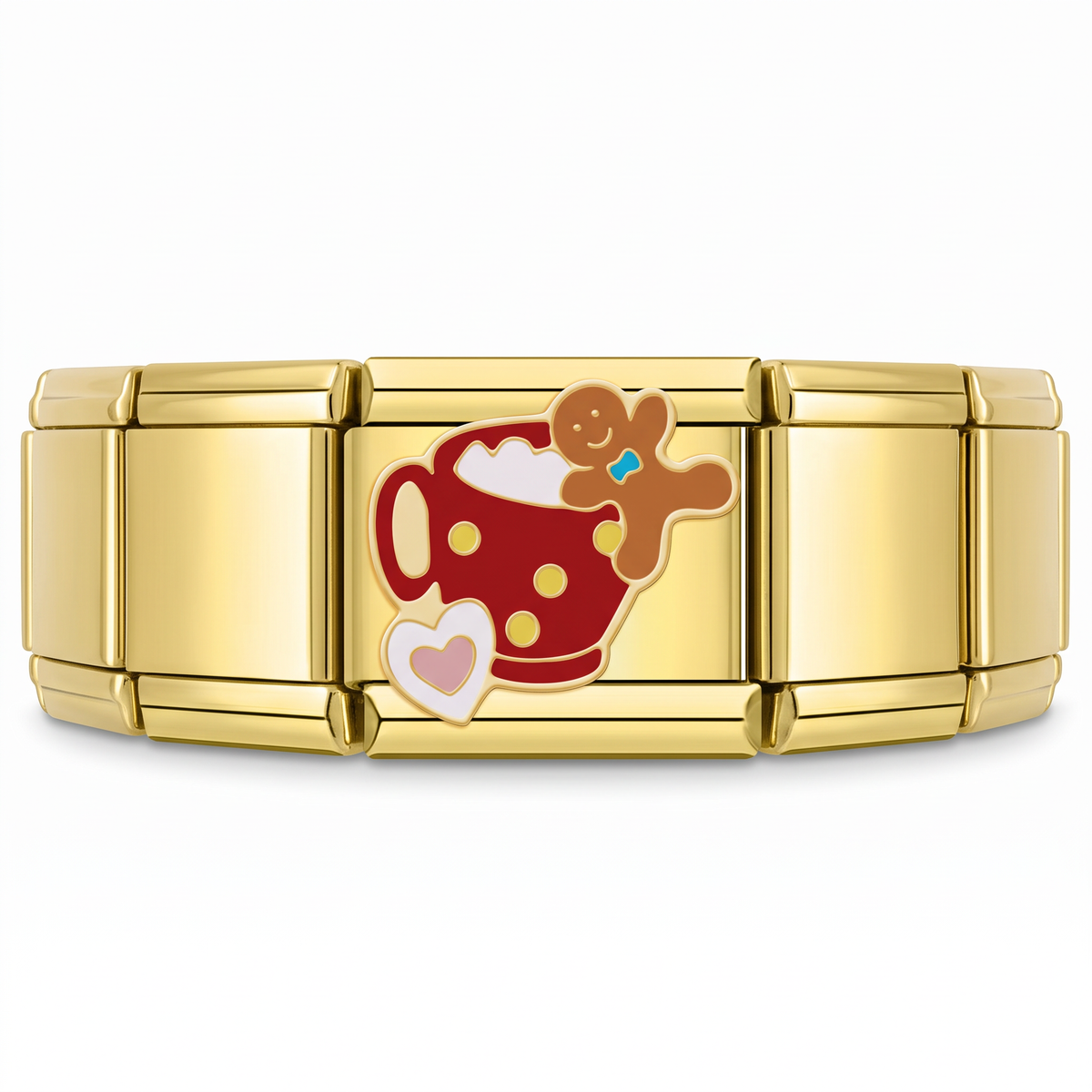 Charm Taza de Chocolate con Galleta en pulsera italiana de eslabones