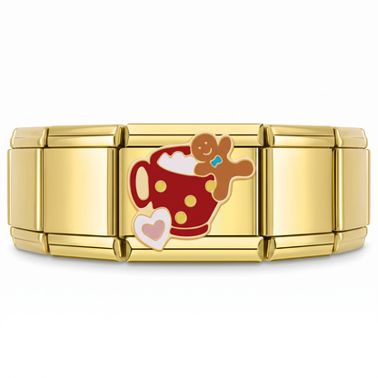 Charm Taza de Chocolate con Galleta en pulsera italiana de eslabones