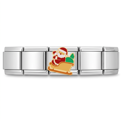 Charm Trineo de Santa (Plateado) en pulsera italiana de eslabones