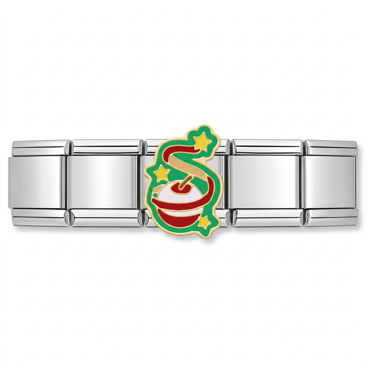 Charm Esfera Navideña con Listón en pulsera italiana de eslabones