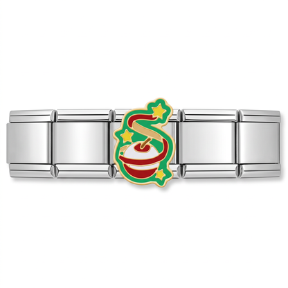 Charm Esfera Navideña con Listón en pulsera italiana de eslabones