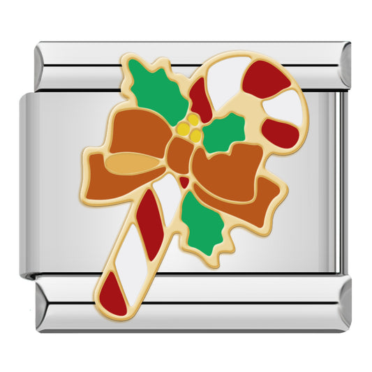 Charm Bastón de Caramelo con Moño - Italian Charms