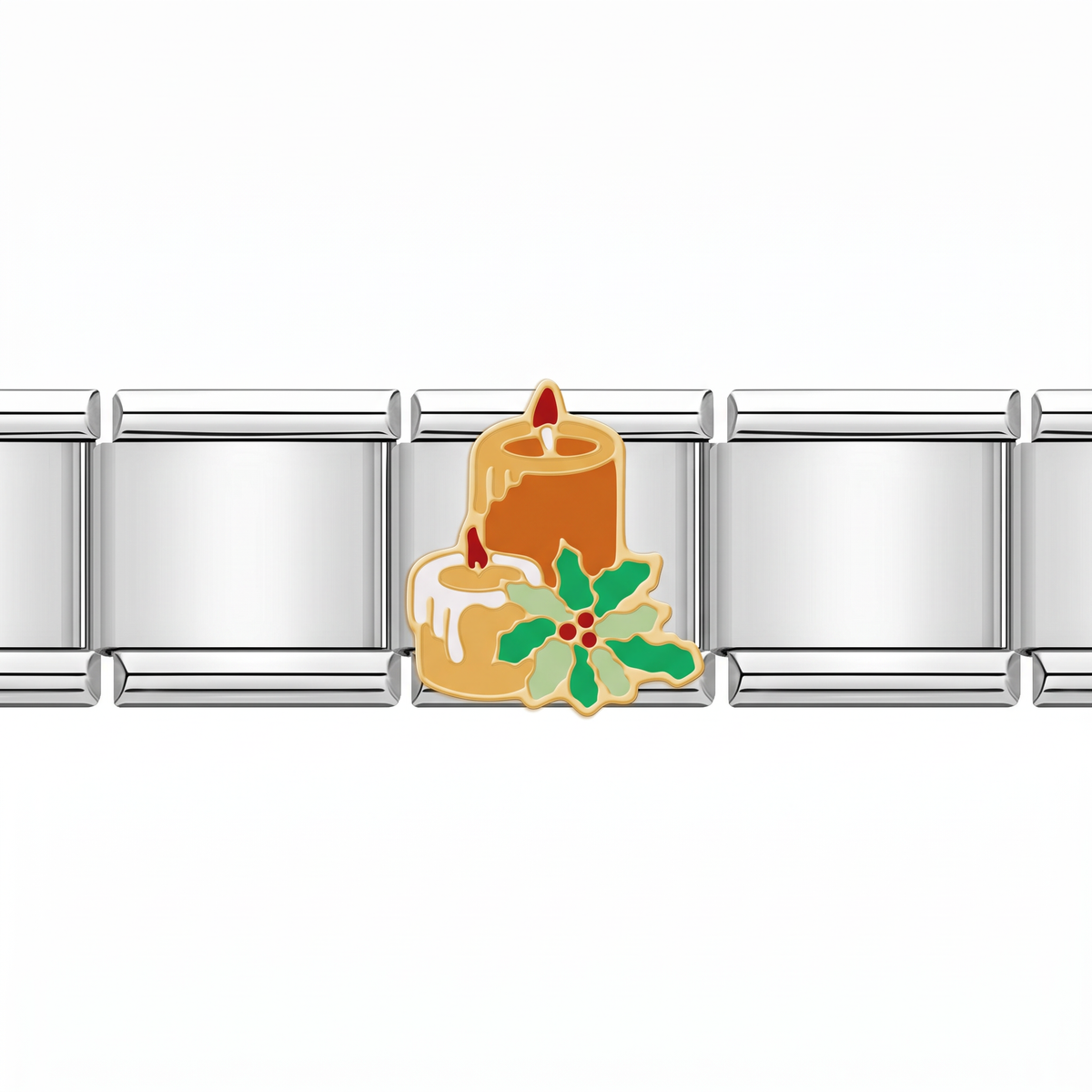 Charm Velas Navideñas en pulsera italiana de eslabones