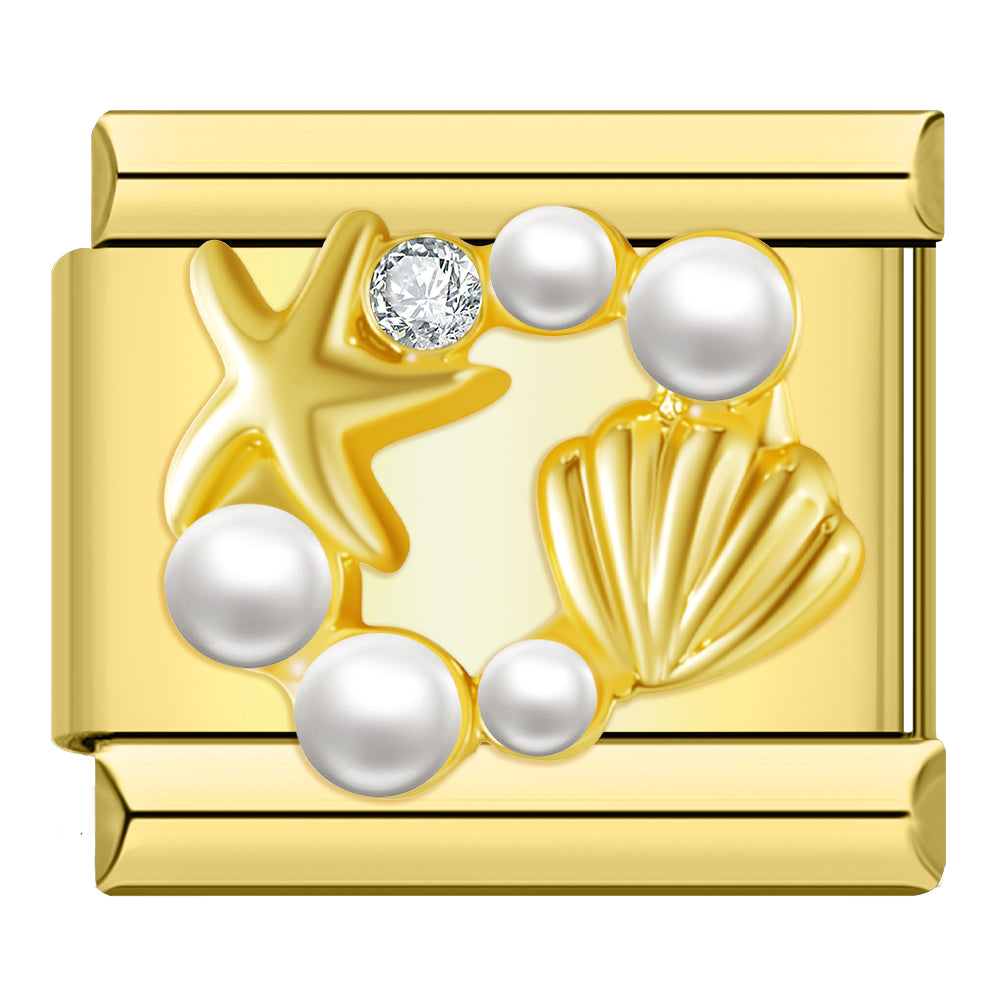 Charm Corona de Perlas y Mar - Italian Charms