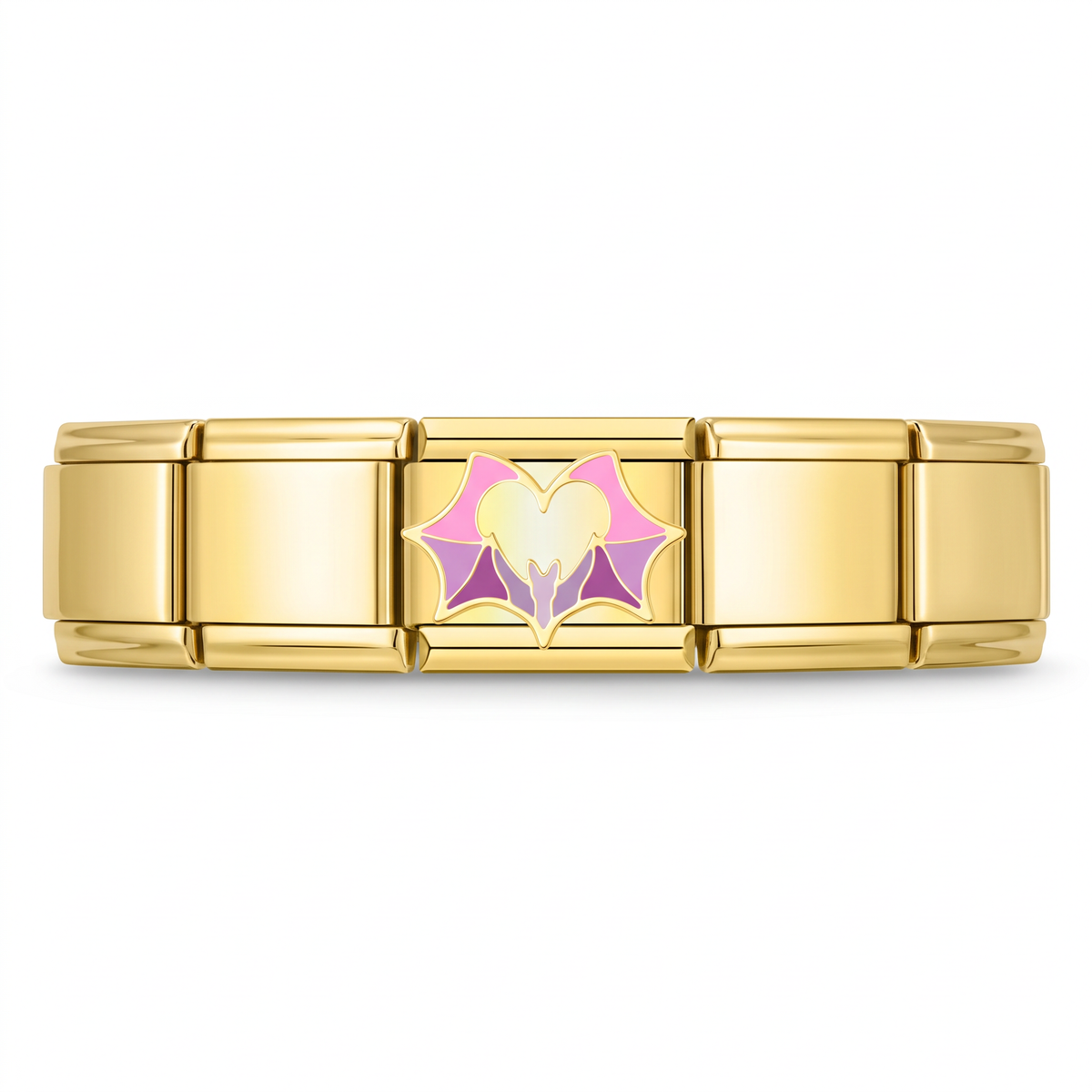 Charm Corazón Murciélago en pulsera italiana de eslabones