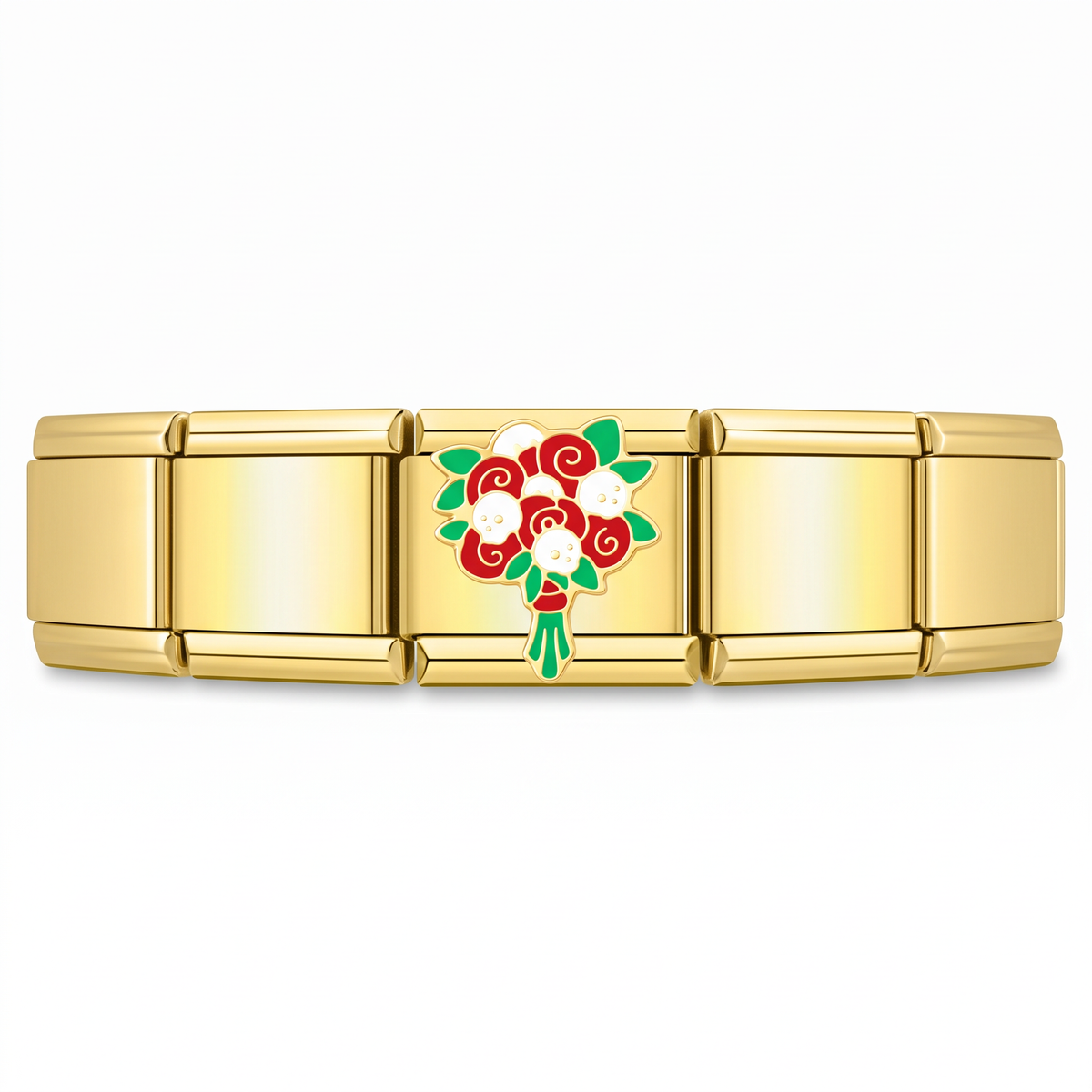 Charm Ramo de Rosas en pulsera italiana de eslabones