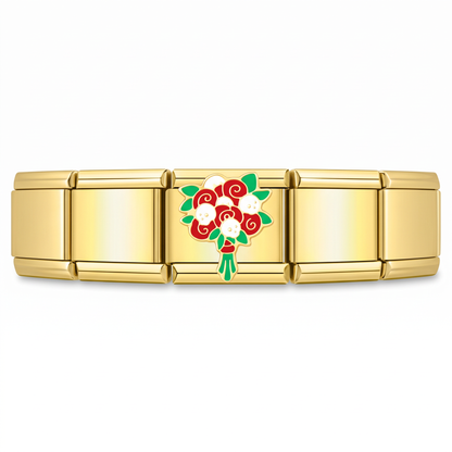 Charm Ramo de Rosas en pulsera italiana de eslabones