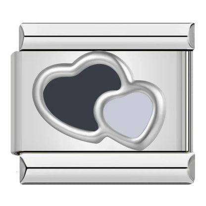 Charm Corazones (Negro y Blanco) - Italian Charms