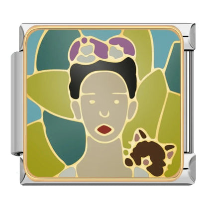Charm Frida Kahlo (Fondo Verde) - Italian Charms