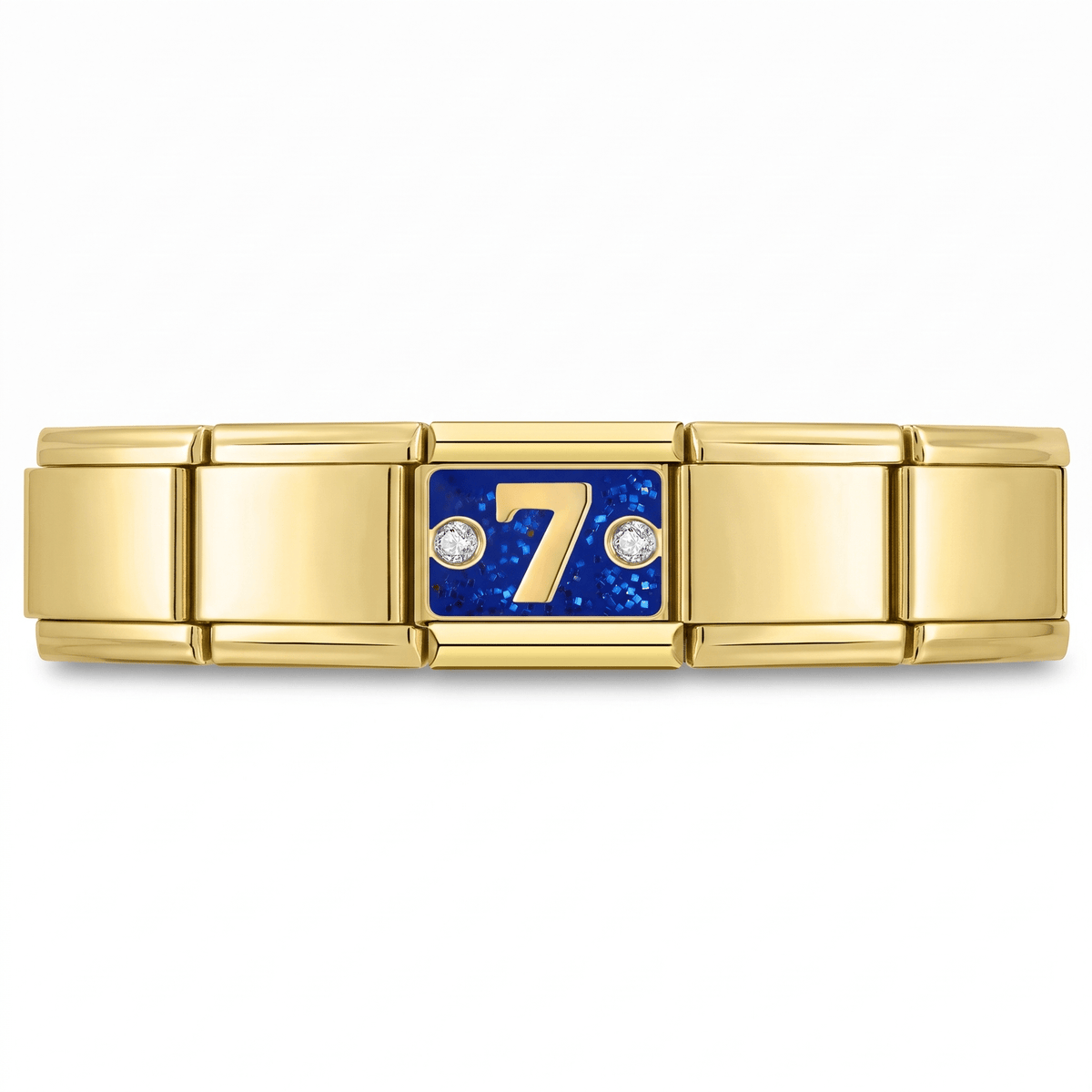 Charm 7 (Dorado) en pulsera italiana de eslabones
