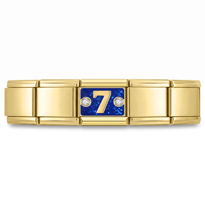Charm 7 (Dorado) en pulsera italiana de eslabones