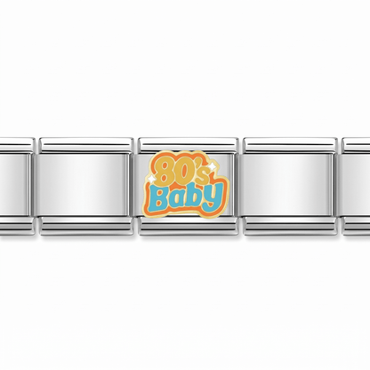 Charm 80's Baby en pulsera italiana de eslabones