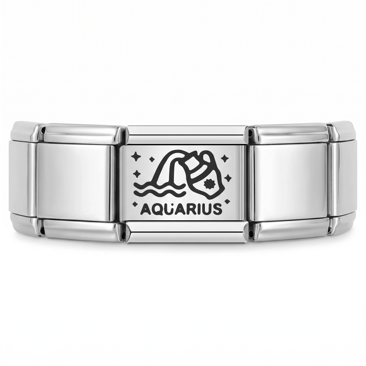 Charm Acuario (con Nombre) en pulsera italiana de eslabones